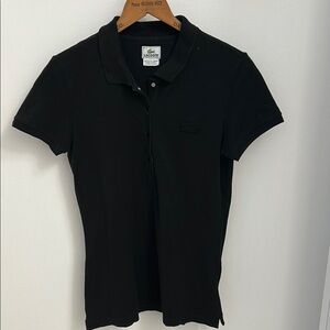 Lacoste Devanlay Vintage-Era Polo Black Snap Button Tonal Croc Logo Sz 42